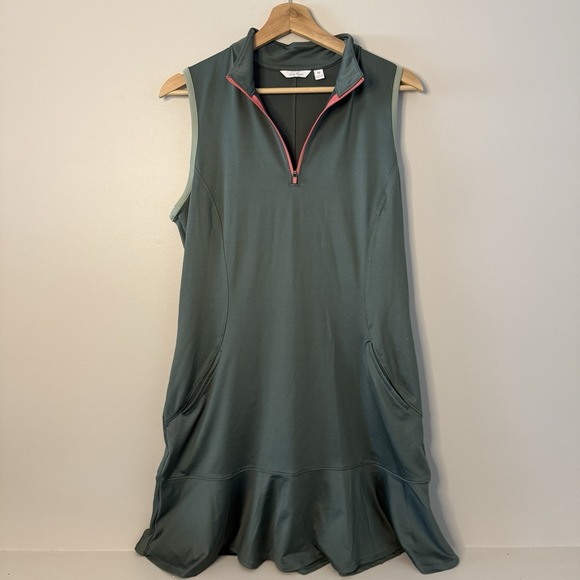 Lady Hagen Dresses & Skirts - Lady Hagen‎ Dress Womens Medium Green Sleeveless Golf Activewear Zip Collar New